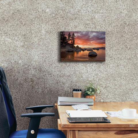 Image of 'Sand Harbor Sunset' by Mike Jones, Giclee Canvas Wall Art,18 x 12