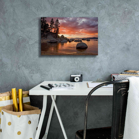 Image of 'Sand Harbor Sunset' by Mike Jones, Giclee Canvas Wall Art,18 x 12