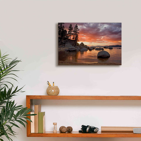 Image of 'Sand Harbor Sunset' by Mike Jones, Giclee Canvas Wall Art,18 x 12