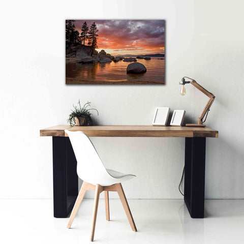 Image of 'Sand Harbor Sunset' by Mike Jones, Giclee Canvas Wall Art,40 x 26