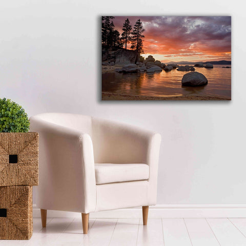 Image of 'Sand Harbor Sunset' by Mike Jones, Giclee Canvas Wall Art,40 x 26