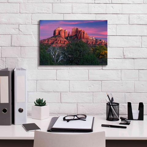 Image of 'Sedona Cathedral Rock Dusk' by Mike Jones, Giclee Canvas Wall Art,18 x 12
