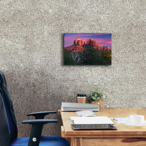 Image of 'Sedona Cathedral Rock Dusk' by Mike Jones, Giclee Canvas Wall Art,18 x 12
