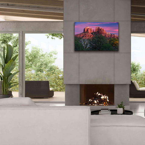 Image of 'Sedona Cathedral Rock Dusk' by Mike Jones, Giclee Canvas Wall Art,40 x 26