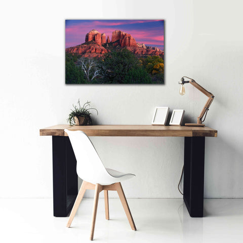 Image of 'Sedona Cathedral Rock Dusk' by Mike Jones, Giclee Canvas Wall Art,40 x 26