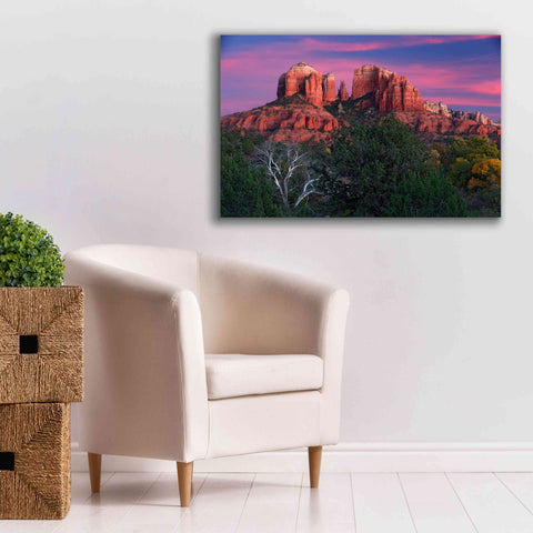Image of 'Sedona Cathedral Rock Dusk' by Mike Jones, Giclee Canvas Wall Art,40 x 26