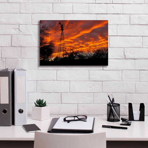 Image of 'Superior Windmill Sunset' by Mike Jones, Giclee Canvas Wall Art,18 x 12