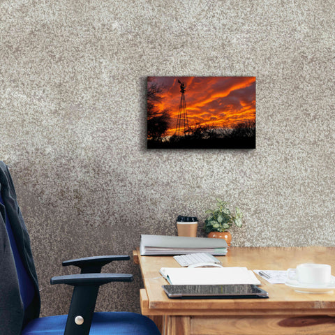 Image of 'Superior Windmill Sunset' by Mike Jones, Giclee Canvas Wall Art,18 x 12