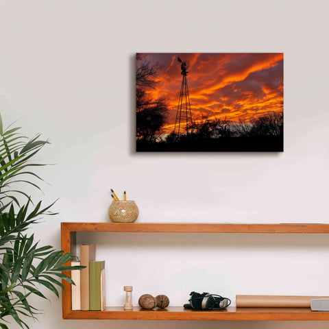 Image of 'Superior Windmill Sunset' by Mike Jones, Giclee Canvas Wall Art,18 x 12