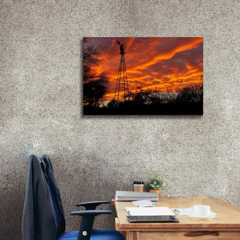 Image of 'Superior Windmill Sunset' by Mike Jones, Giclee Canvas Wall Art,40 x 26