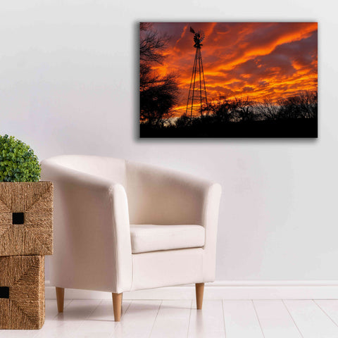 Image of 'Superior Windmill Sunset' by Mike Jones, Giclee Canvas Wall Art,40 x 26