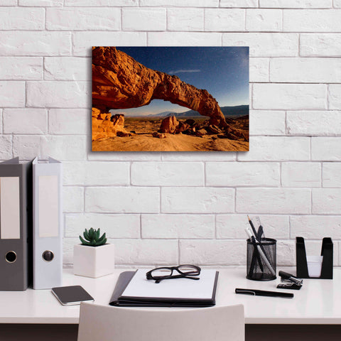 Image of 'Utah Sunset Arch' by Mike Jones, Giclee Canvas Wall Art,18 x 12