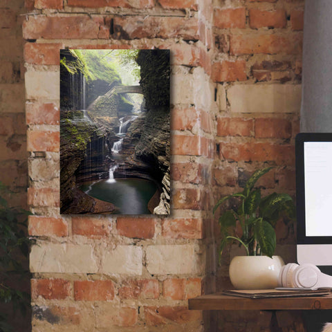 Image of 'Watkins Glen Rainbow Bridge' by Mike Jones, Giclee Canvas Wall Art,12 x 18