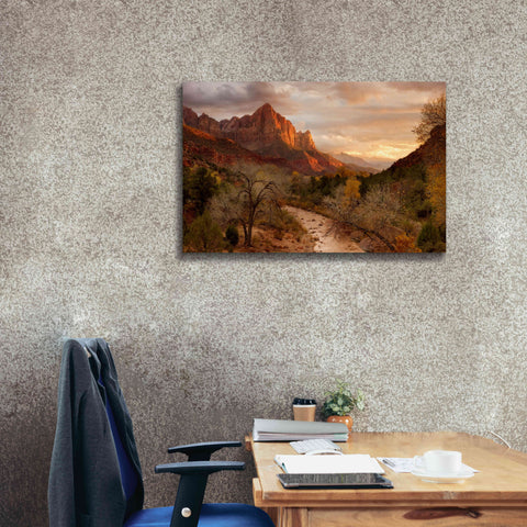 Image of 'Zion Watchmen Sunset' by Mike Jones, Giclee Canvas Wall Art,40 x 26