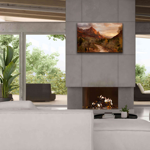 Image of 'Zion Watchmen Sunset' by Mike Jones, Giclee Canvas Wall Art,40 x 26