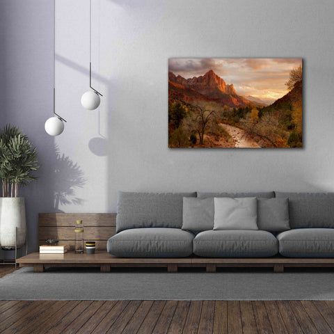 Image of 'Zion Watchmen Sunset' by Mike Jones, Giclee Canvas Wall Art,60 x 40