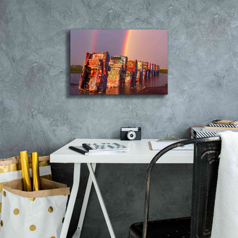 Image of 'Cadillac Ranch Rainbow' by Mike Jones, Giclee Canvas Wall Art,18 x 12
