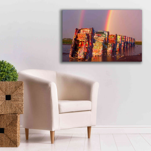 Image of 'Cadillac Ranch Rainbow' by Mike Jones, Giclee Canvas Wall Art,40 x 26