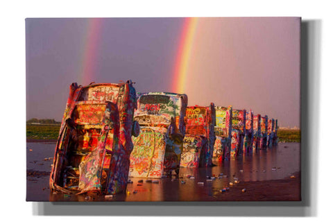 Image of 'Cadillac Ranch Rainbow' by Mike Jones, Giclee Canvas Wall Art
