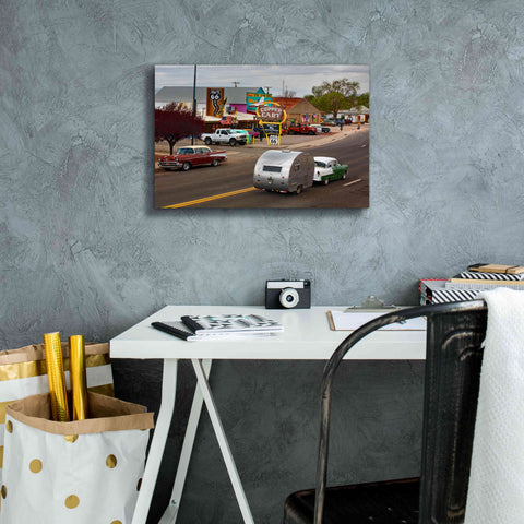 Image of 'Route 66 Fun Run Motoporium' by Mike Jones, Giclee Canvas Wall Art,18 x 12