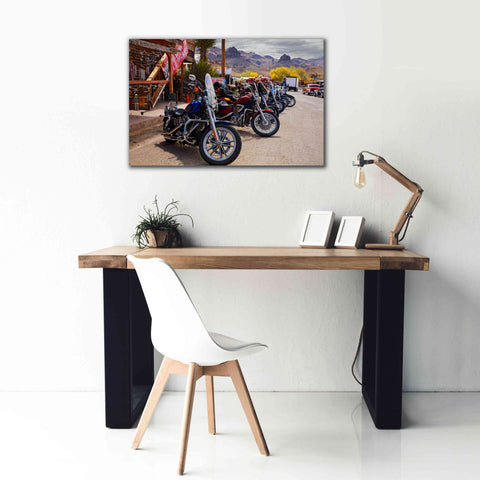 Image of 'Route 66 Fun Run Oatman Motorcycles' by Mike Jones, Giclee Canvas Wall Art,40 x 26
