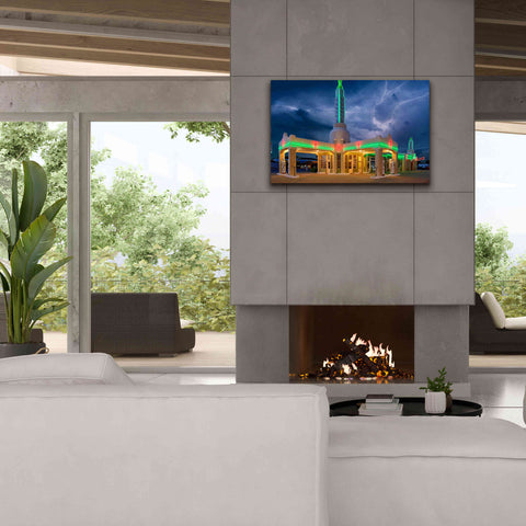 Image of 'Route 66 Shamrock Texas Conoco Lightning' by Mike Jones, Giclee Canvas Wall Art,40 x 26