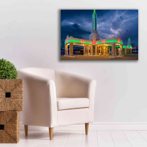 Image of 'Route 66 Shamrock Texas Conoco Lightning' by Mike Jones, Giclee Canvas Wall Art,40 x 26