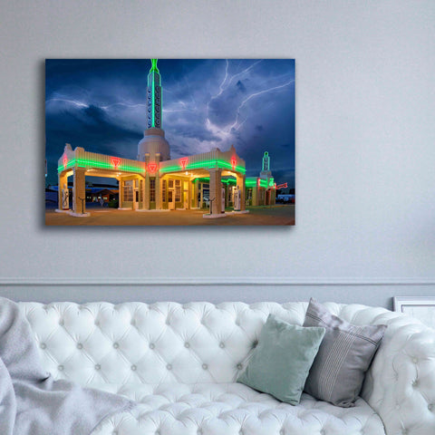 Image of 'Route 66 Shamrock Texas Conoco Lightning' by Mike Jones, Giclee Canvas Wall Art,60 x 40