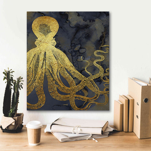 Image of 'Octopus Ink Gold & Blue I' by Christine Zalewski, Giclee Canvas Wall Art,20x24