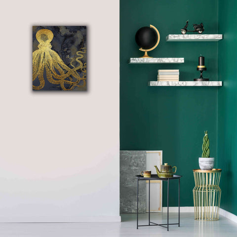 Image of 'Octopus Ink Gold & Blue I' by Christine Zalewski, Giclee Canvas Wall Art,20x24
