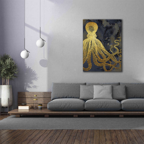 Image of 'Octopus Ink Gold & Blue I' by Christine Zalewski, Giclee Canvas Wall Art,40x54