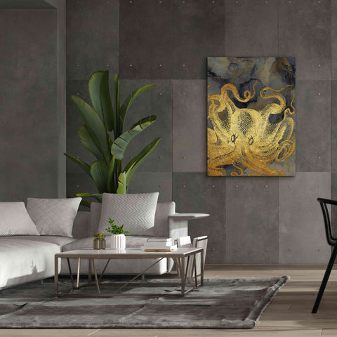 Image of 'Octopus Ink Gold & Blue II' by Christine Zalewski, Giclee Canvas Wall Art,40x54