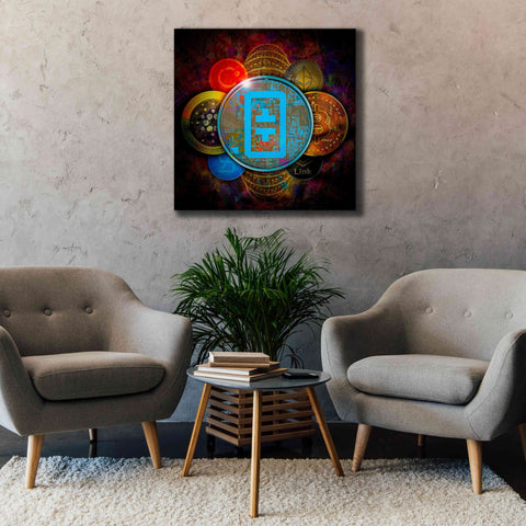 Image of 'THETA Network Crypto Pyramid,' Canvas Wall Art,37x37