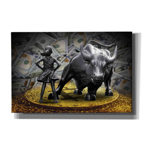 'Fearless Girl and Charging Bull on Bitcoin,' Canvas Wall Art