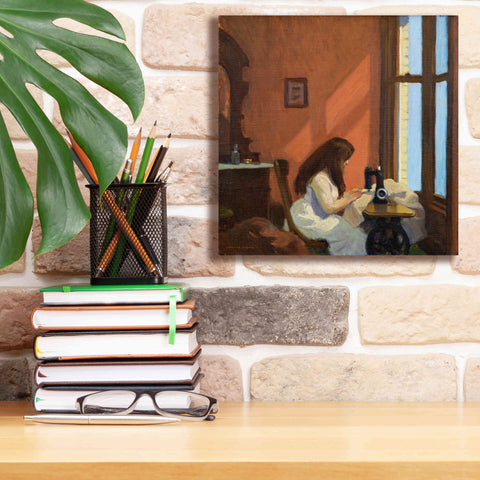 Image of 'Girl At Sewing Maching, 1921' by Edward Hopper, Giclee Canvas Wall Art,12x12
