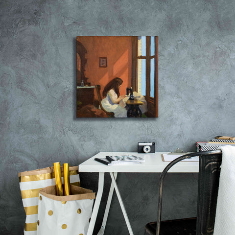 Image of 'Girl At Sewing Maching, 1921' by Edward Hopper, Giclee Canvas Wall Art,18x18