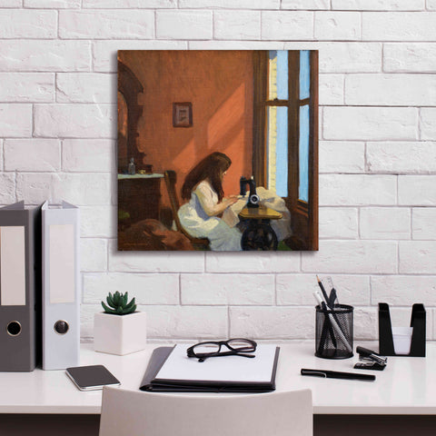 Image of 'Girl At Sewing Maching, 1921' by Edward Hopper, Giclee Canvas Wall Art,18x18