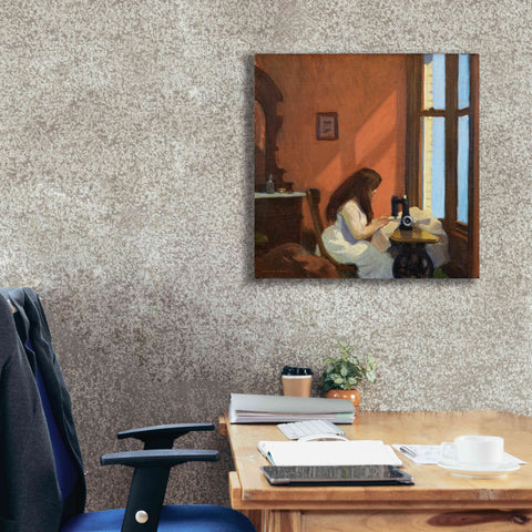 Image of 'Girl At Sewing Maching, 1921' by Edward Hopper, Giclee Canvas Wall Art,26x26