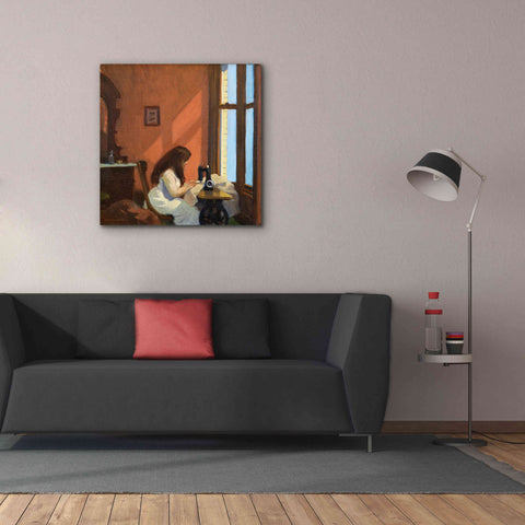 Image of 'Girl At Sewing Maching, 1921' by Edward Hopper, Giclee Canvas Wall Art,37x37