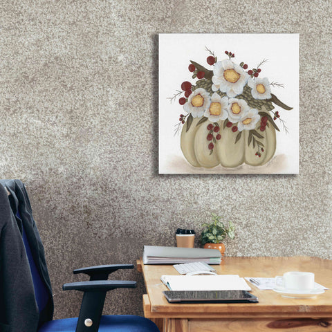 Image of 'Floral Pumpkin' by Ashley Justice, Giclee Canvas Wall Art,26x26