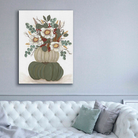 Image of 'Floral Pumpkin Stack' by Ashley Justice, Giclee Canvas Wall Art,40x54