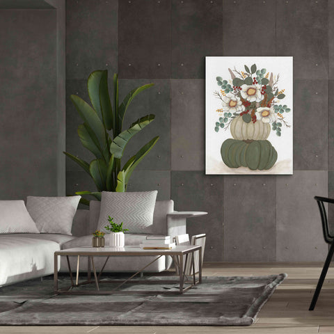 Image of 'Floral Pumpkin Stack' by Ashley Justice, Giclee Canvas Wall Art,40x54