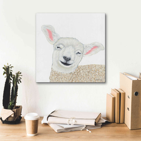 Image of 'Smiling Sheep' by Ashley Justice, Giclee Canvas Wall Art,18x18
