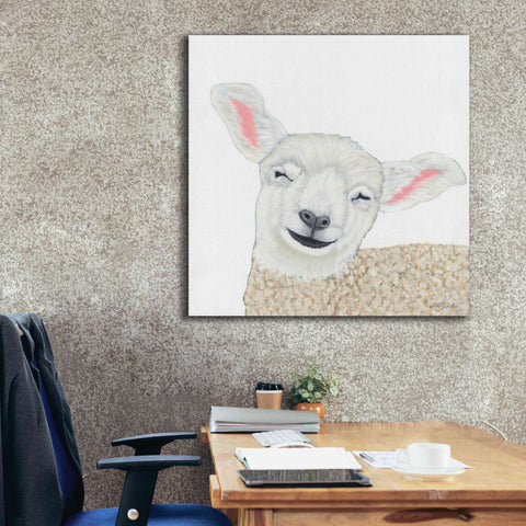 Image of 'Smiling Sheep' by Ashley Justice, Giclee Canvas Wall Art,37x37