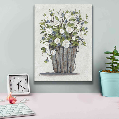 Image of 'Sweet Rose Basket' by Julie Norkus, Giclee Canvas Wall Art,12x16