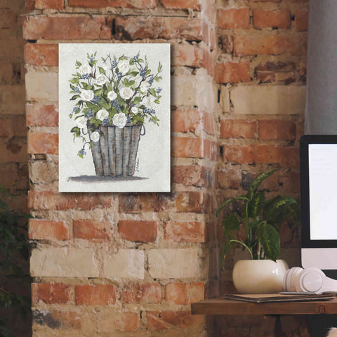 Image of 'Sweet Rose Basket' by Julie Norkus, Giclee Canvas Wall Art,12x16