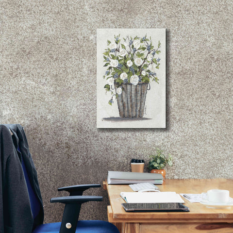 Image of 'Sweet Rose Basket' by Julie Norkus, Giclee Canvas Wall Art,18x26