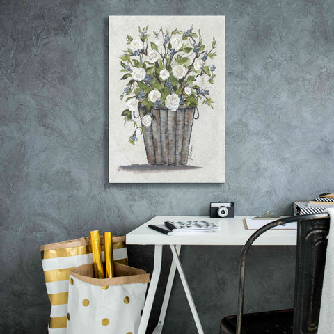 Image of 'Sweet Rose Basket' by Julie Norkus, Giclee Canvas Wall Art,18x26
