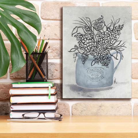 Image of 'Sketchy Floral Enamel Pot' by Julie Norkus, Giclee Canvas Wall Art,12x16