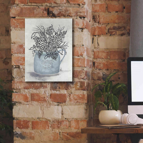 Image of 'Sketchy Floral Enamel Pot' by Julie Norkus, Giclee Canvas Wall Art,12x16